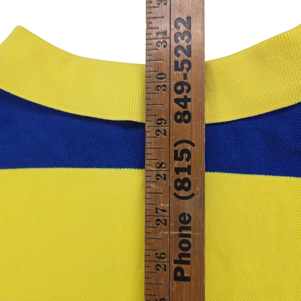Polo Ralph Lauren Stripe Polo Shirt Mens XL Yellow Red Blue Cotton Pique Vintage - Picture 7 of 7